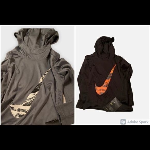- 2 New Nike Boys Logo-Print Dri-FIT Hooded Shirts - Picture 1 of 6